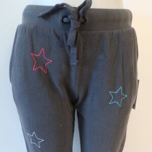 NWT Womens CHRLDR (Item- 47) Vintage Black Multi Embroidered Stars Sweatpants S